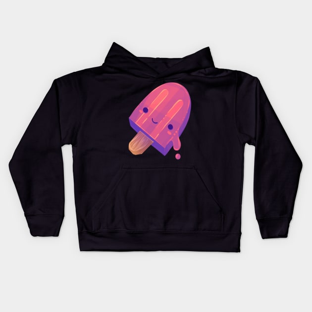 Pink Neon Juice Popsicle Kids Hoodie by Claire Lin